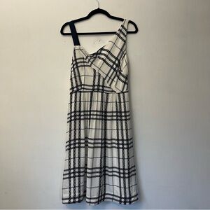 Moulinette Soeurs Silk Asymmetrical Neckline Knee-Length dress size 6 navy white